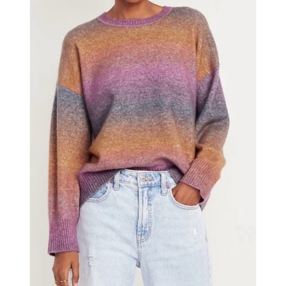 NWT Old Navy Ombre Crewneck Sweater XL Wool Blend Cozy Gradient Knit